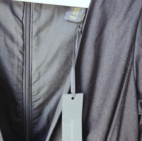 House Of Harlow 1960 Black Dress Puff Sleeve Flared Skirt Linen Size 4 S - Picture 9 of 12